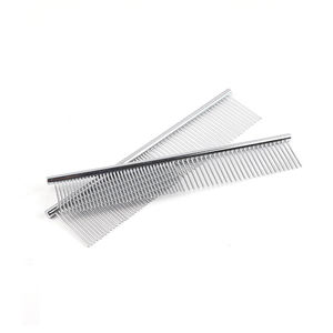 Alat pembersih Stainless Steel untuk Teddy anjing kucing, sisir baris perawatan rambut indah gigi besi panjang ukuran kecil besar - Product Image 1