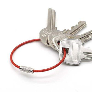 Keychain Tag Rope Metal Wire <b>Cable</b> Loop Screw <b>Lock</b> Gadget Ring Key Keyring Circle Camp Fittings - Product Image 4