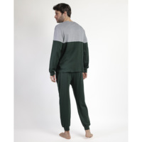 LOIS Homme Pyjama à manches longues, ensemble décontracté de nuit avec pièces Den1962, en satin de soie et coton, grandes tailles, manches courtes