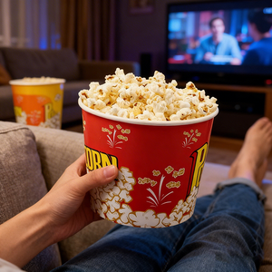 Novedades: Contenedor de Papel Personalizado y Reciclable de Gran Capacidad para Snacks, Cubo para Palomitas de Maíz para Cines y Eventos - Product Image 1