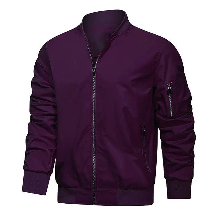 Men's Slim Fit Jacket Lightweight Flight Bomber Zipper Jacket Spring Fall Coat With Pockets