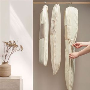 100% Cotton Clothing Dust Cover Rectangle Hook Type Bedroom <b>Storage</b> Dustproof Pure Cotton <b>Clothes</b> Protector - Product Image 1