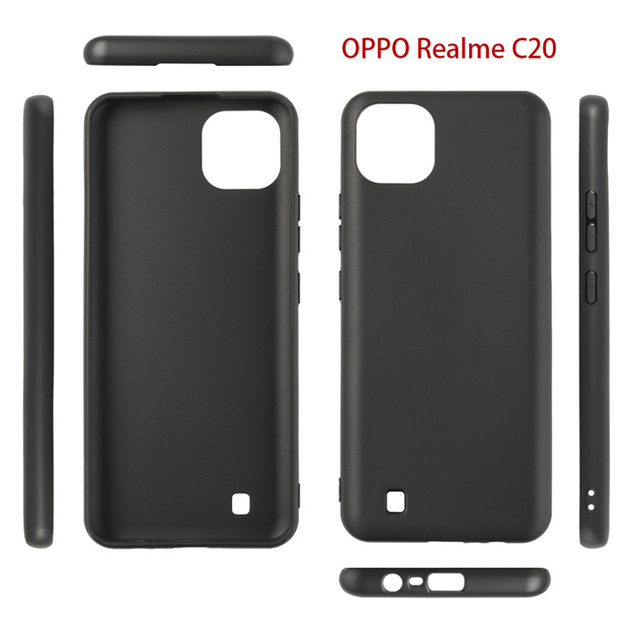 For OPPO Realme C20/C11 2021 Full Matte Black TPU Silicone Cell Phone Case Leather Flip Cover Material