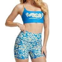 Shorts de yoga et de cyclisme sans couture à taille haute, imprimés sur mesure, avec empiècements en maille florale sur le devant, séchage rapide, respirants, pour le fitness et l'entraînement en salle de sport