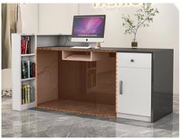 Comptoir de bar en bois de luxe moderne, petit bureau d'accueil pour les espaces commerciaux - pour les magasins de vêtements, les salons de beauté, les bureaux d'accueil