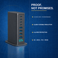 Chargeur GaN 8 ports 520W, station de charge multi-ports pour bureau, 4C PD100W 4A QC30W, écran intelligent, compact pour ordinateur portable