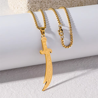 Pendentif Épée Scimitar Zulfiqar en Acier Inoxydable, Amulette Islamique Ali Shia Ramadan Coran, Bijou de Mode, Vente en Gros