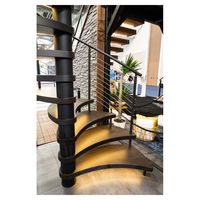 Escalier en colimaçon en fer pour intérieur et extérieur, marches en bois massif, main courante, anti-rouille, escalier rotatif pour villa, cour, balcon