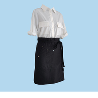 Tablier sans manches mi-longueur personnalisable avec logo, résistant aux taches, réutilisable, en polyester, pour chef, restaurant, serveur, uniforme de travail mi-coupe