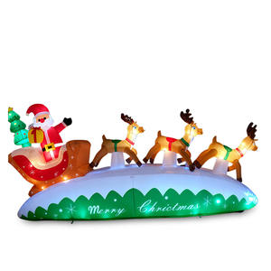 3m Eco-friendly American Style Christmas Gonflable Outdoor Three Reindeer Sleigh Carrying Santa Claus Gift Box Air Decoration - Product Image 4