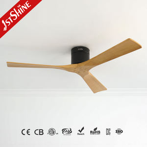 1stshine Ventilador de techo Precio de fábrica Fácil instalación 52 pulgadas Ventilador de techo de madera maciza negra con control remoto - Product Image 1