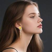 Boucles d'oreilles en diamant jaune cultivé en laboratoire en forme de poire Cadeau de bijoux personnalisé pour les femmes