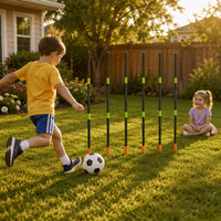 Kinder-Fußball-Trainingsstangen-Set (6 Stück) mit Fußball und Pumpe – Outdoor-Dribbling- und Schießspiel für den Garten – Ideales Geschenk