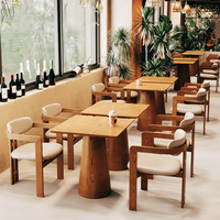 Bancs et tables de café en bois modernes sur mesure pour l'extérieur, meubles de restaurant de restauration rapide, ensembles de chaises pour café