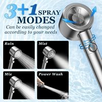 Pommeau de douche portable filtrant haute pression à 4 jets, buses anti-colmatage en acier inoxydable, élimine le chlore, réduit le bain sec