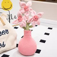 Bouquet de fleurs artificielles brodé de fleurs de pêcher, lapin en peluche super doux avec rembourrage en coton PP, décoration d'intérieur, cadeau floral, transfrontalier