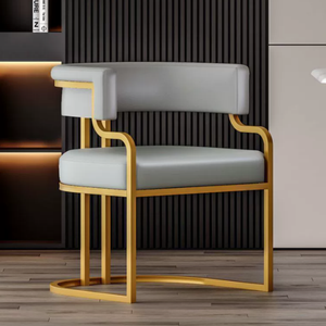 Fauteuil en fer de luxe moderne avec revêtement en cuir - Chaise de salle à manger durable pour la maison et l'hôtel - Product Image 6