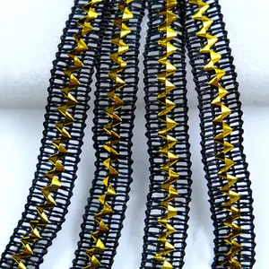 10mm di <span class=keywords><strong>abbigliamento</strong></span> all'uncinetto nastro di pizzo con onda di paillettes bordo della tenda rifinitura 1cm triangolo Costume da ballo cucire tessuto sfuso pizzo - Product Image 2