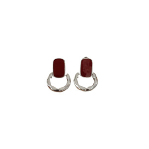Yinruitai S925 Sterling <b>Silver</b> <b>Stud</b> Earrings Geometric Black Inlay Bezel Setting Everyday Wear - Product Image 5