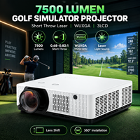 Projecteur laser à courte focale de 7500 lumens pour simulateur de golf, projecteur WUXGA 3LCD pour salles de golf intérieures