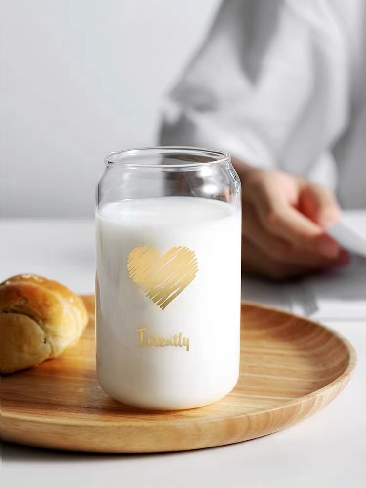 Hot sale good quality customized printing logo beer can shaped glass