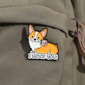 Cartoon Pet Corgi Hond Tekst Emaille Broche Mode Kleding Accessoires Cadeau Voor Vrienden - Product Image 3
