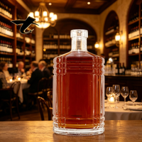 Bouteille en verre cylindrique de 500 ml, grande capacité, avec bouchon, logo personnalisé, pour whisky, vodka, spiritueux, emballage de luxe, vente en gros