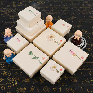 Emballage de bijoux vintage de style chinois recyclable, gaufrage personnalisable, boîte en carton à motif de lotus, boîtes en papier pour cadeaux - Product Image 2