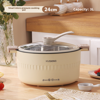Marmite Électrique Portable Grande Capacité 3L Antiadhésive Multifonctionnelle pour Cuisson de Soupes et Plats Chauds