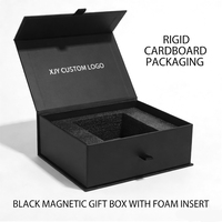 Boîte cadeau magnétique en carton rigide noir avec logo personnalisé XJY, avec insert en mousse pour l'emballage de parfums et de bougies