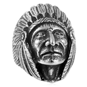 Men's Tribal Face <b>Ring</b> Silver Stainless Steel Punk Style Jewelry Gift 213038 - Product Image 5