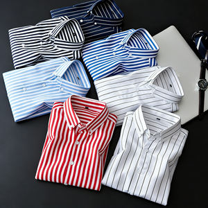 Camisa de Moda para Hombre, Talla Grande, a Rayas, con Botones, Cuello Clásico y Manga Larga - Product Image 1