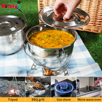 Pot de pique-nique portable en acier inoxydable durable pour l'extérieur, ustensiles de cuisine pour l'extérieur