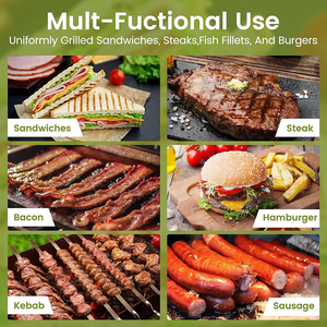 Prensa para Hamburguesas Antiadherente, Prensa para Carne, <span class=keywords><strong>Plancha</strong></span> de Hierro Fundido Resistente, Prensa para Hamburguesas con Mango de Madera - Product Image 6