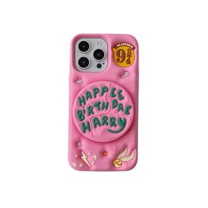 เคสซิลิโคนลายการ์ตูน 3 มิติ ตัวอักษร<span class=keywords><strong>ภาษา</strong></span>อังกฤษน่ารัก สีชมพู สำหรับ iPhone 17 16 14 15 13 12 Pro Max 17pro ลายเค้กวันเกิด - Product Image 1