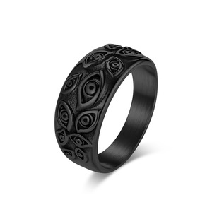 Retro Punk Demon Eye Hombres Joyería impermeable Gothic Gold God's Eye Ring Custom 316L Acero inoxidable OEM ODM - Product Image 6