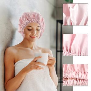 Bonnet de douche imperméable pour adultes, en PVC transparent, jetable, coloré, taille moyenne, en stock - Product Image 4