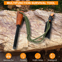 Allume-feu en magnésium massif confortable avec manche en bois, 10*100 mm, kit d'allumage de feu de survie d'urgence pour le camping et le barbecue