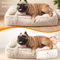 LZZ Fabricant Pelucheux Fourrure de Lapin Lavable Amovible Épais Coussin de Lit pour Chien avec Oreiller en Os