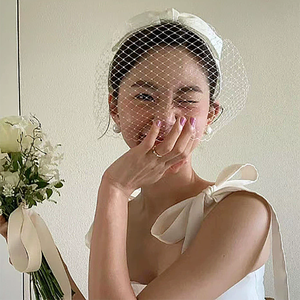 Nouveau Vintage fête court visage résille voile mariée cage à oiseaux mariage cheveux arc bandeau - Product Image 2