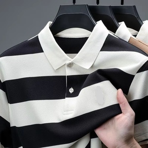 Herren Hochwertiges Sommer-Kurzarm-<span class=keywords><strong>POLO</strong></span>-Shirt Knitterfreier Strickstoff Bestickter Kragen T-Shirt mit Aufdruck - Product Image 1