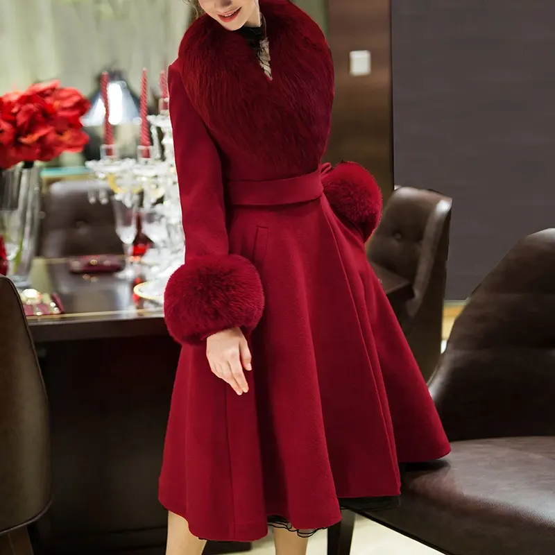Manteaux en laine pour femme, manteau à col, veste, grande taille, hiver 2022