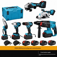 Ensemble d'outils électriques sans fil 21V 5Ah au lithium-ion : perceuse, meuleuse d'angle, clé à chocs, marteau perforateur, scie - Garantie 6 mois