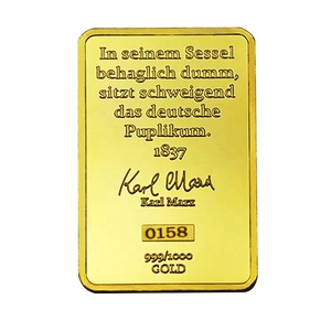 FS-Craft Souvenir le Grand Homme Allemand Karl Marx Plaqué Or Lingot d'Or Pur 24k - Product Image 2