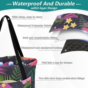 New Arrival Hawaiian Waterproof Portable Picnic Blankets Foldable Hand Bag Puakenikeni Custom Camping Blanket for Beach - Product Image 3