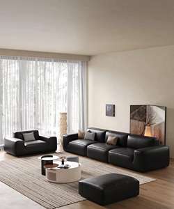 Sofá Chesterfield de PU Moderno y Lujoso para Sala de Estar, Diseño Ligero, Relleno de Esponja - Product Image 1