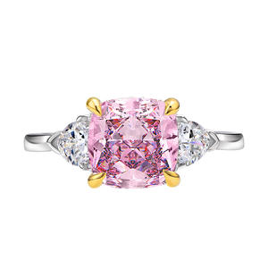 Nuovi prodotti anello di diamante quadrato fiore di ghiaccio taglio 8*8 di alta qualità in argento 925 alta gioielli anelli di nozze per le donne - Product Image 2