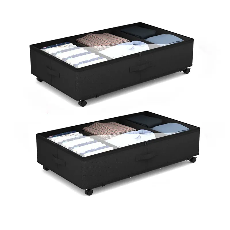 High Quality Under bed Rotation Fabric Organizers Bins Containers Under Bed Storage With Wheels