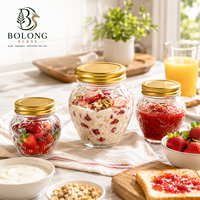 Bocaux de conservation alimentaire ronds en verre, écologiques, non toxiques, avec couvercle métallique doré, hermétiques, pour cuisine et garde-manger, lot de 3, avec logo personnalisé.