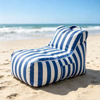 Fauteuil pouf d'extérieur personnalisé à rayures, imperméable, pour la plage, avec poignée et poche latérale, sans rembourrage